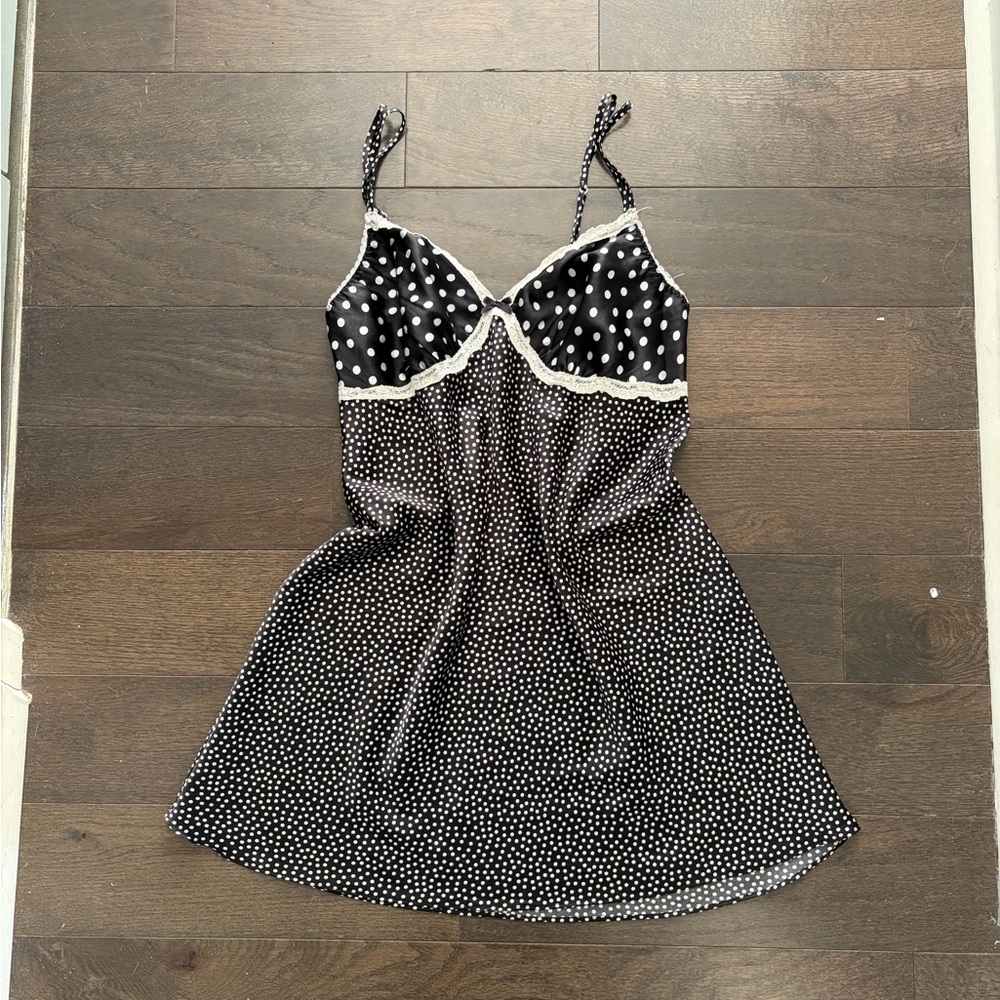 Gilligan & O'Malley Black and White Polka Dot Slip dress